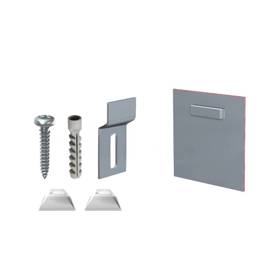 Ophangset met vijzen en bevestigingsplaatjes voor het ophangen van een fotoprint